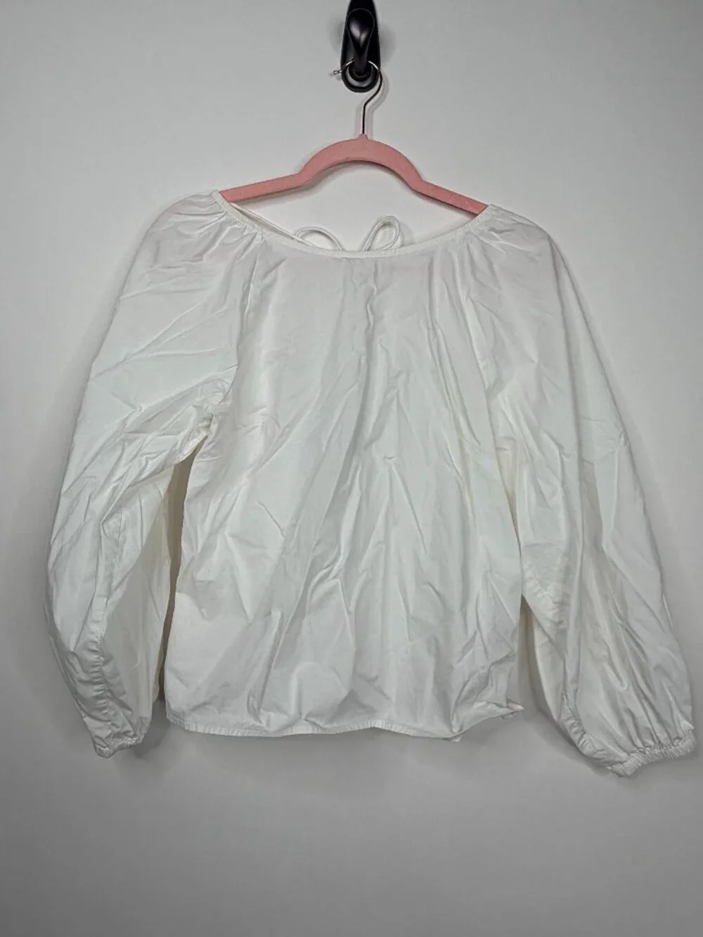 J. Crew Tie-Back Top in Stretch Organic Cotton Poplin Blend White 8 #A3013
